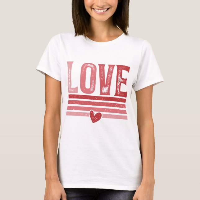 Camiseta Feminina de Script Branco Moderno de Amor (Frente)