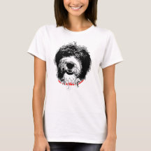 Camiseta Feminina de Sheepadoodle Personalizável c
