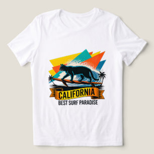 Camiseta Feminina de Surf de Gato de Verão Califór