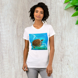 Camiseta Feminina de Tartaruga Nadando