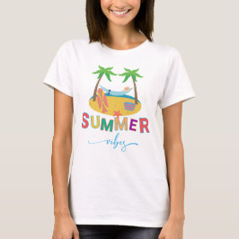 Camiseta Feminina de Verão com Palmeiras na Praia