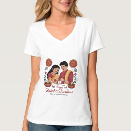 Camiseta feminina decote em V Raksha Bandhan