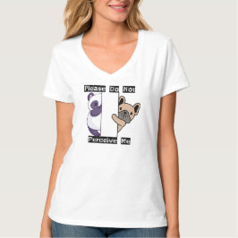 Camiseta Feminina Decote V Engraçado Por Favor Não