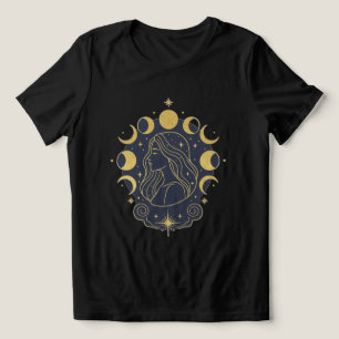 Camiseta Feminina Deusa Celestial Lua e Estrelas