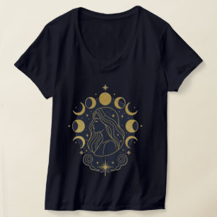 Camiseta Feminina Deusa Celestial Lua e Estrelas