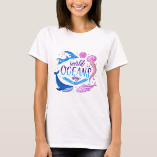Camiseta Feminina do Dia Mundial dos Oceanos