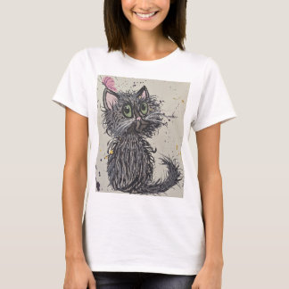 Camiseta feminina do Gato Assustador