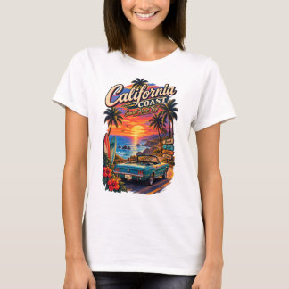 Camiseta Feminina do Pôr do Sol da Costa da Califó