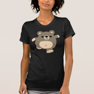 Camiseta feminina do Urso de Cartoon Corajoso