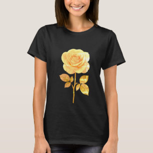 Camiseta feminina elegante com Impressão de Rosa d