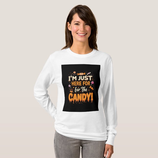Camiseta Feminina Engraçada de Halloween (Frente Completa)