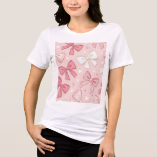 Camiseta Feminina Estética Laço Rosa Fofo