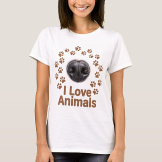Camiseta Feminina Eu Amo Animais