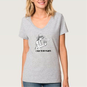 Camiseta Feminina "Eu Falo Com as Minhas Plantas"