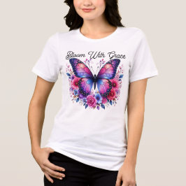 Camiseta Feminina Flor de Borboleta com Graça |