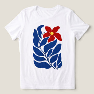 Camiseta Feminina Floral Abstrata Crimson Bloom