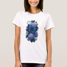 Camiseta Feminina Floral Hortênsia Borboleta Azul