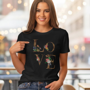 Camiseta Feminina Floral LOVE Rustica