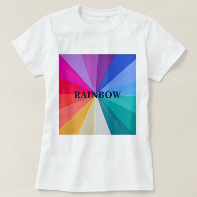 CAMISETA FEMININA FLUIDA SEM OMBA VORTEX DE CORES (Frente do Design)