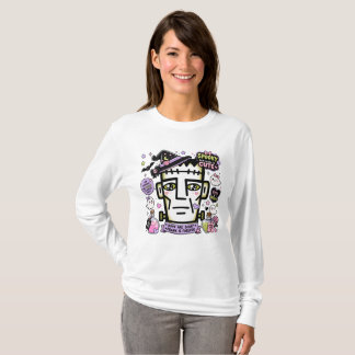 Camiseta feminina fofa e assustadora do Frankenste