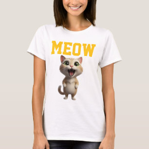 Camiseta Feminina Gato Fofo Meow