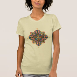 Camiseta feminina geométrica mandala em laranja pê