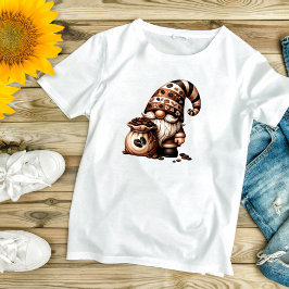 Camiseta Feminina Gnomo do Café Fofo e Adorável