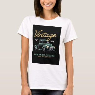 Camiseta Feminina Gráfica de Caminhão Antigo Cláss