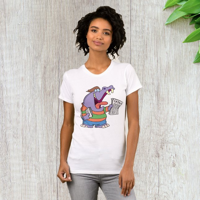 Camiseta Feminina Hippo Newspaper Boy (Criador carregado)