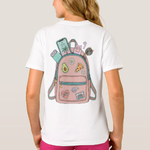 Camiseta Feminina Ilustração de Mochila Estética F