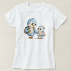 Camiseta Feminina Irmã de Pássaro Azul Fofo