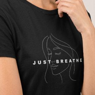 Camiseta Feminina Just Breathe Arte de Linha Ele