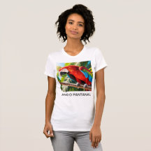 Camiseta feminina justa Arara Vermelha