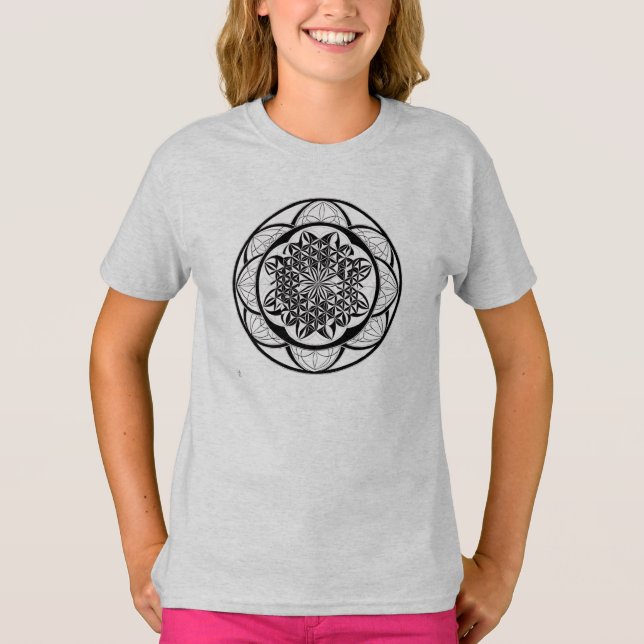 Camiseta Feminina Juvenil Básica Flôr da Vida-6 (Frente)