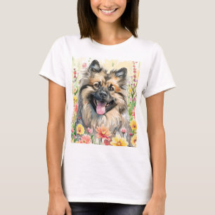 Camiseta Feminina Keeshond Aquarela