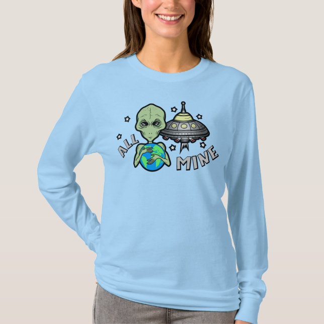 Camiseta Feminina Manga Longa Alien All Mine (Frente)