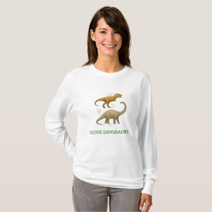 Camiseta Feminina Manga Longa - Eu Amo Dinossauros