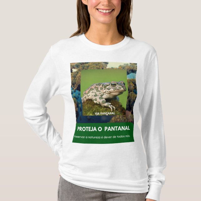 Camiseta Feminina Mangas Longas Via Pantanal Sapo (Frente)