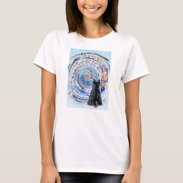 Camiseta feminina "Mata Art" com logotipos nas cos (Frente)