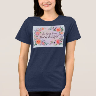 Camiseta Feminina Meia Manga Citação Floral Elegan