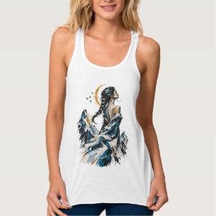 Camiseta Feminina Moonlit Mountain Muse Boho Art