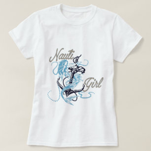 Camiseta Feminina Náutica Nauti Girl Azul Sereia