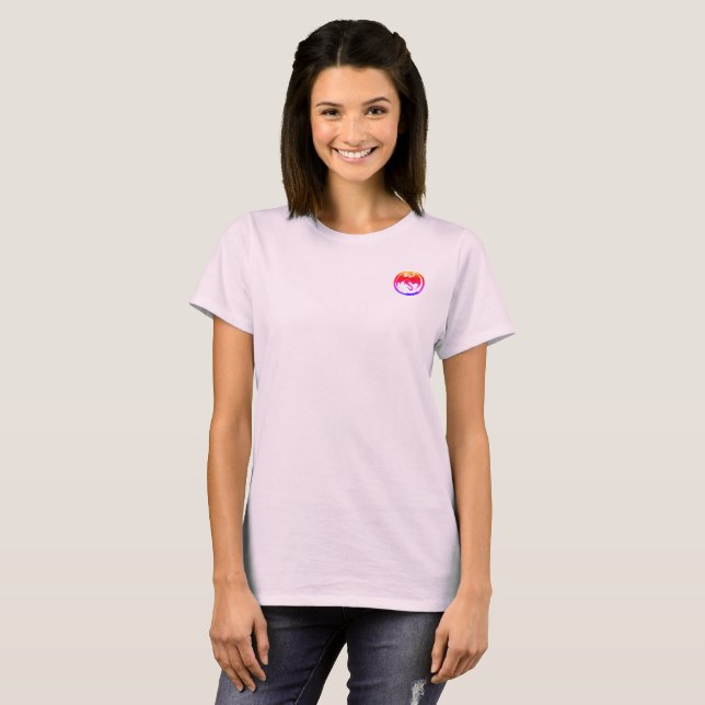 Camiseta feminina Neon Dragon rosa pálido com bols (Frente Completa)
