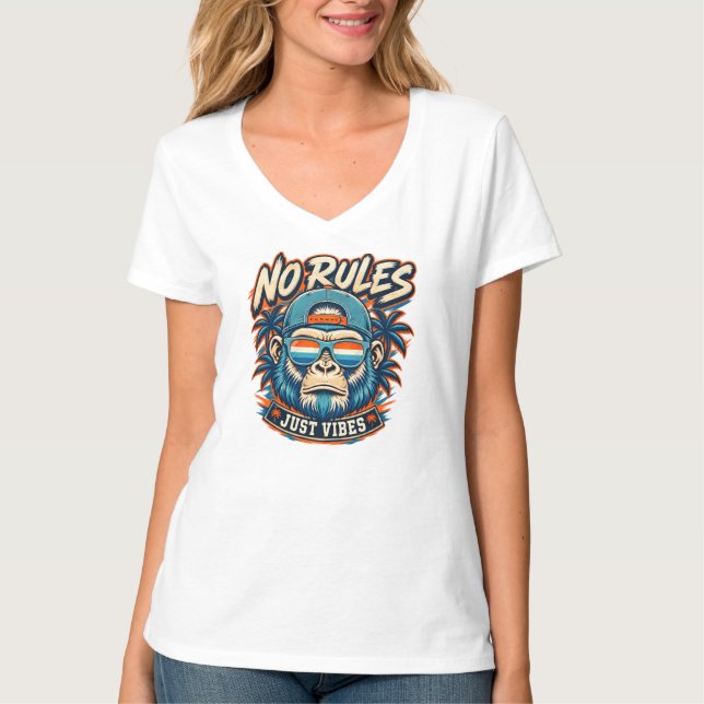 Camiseta Feminina No Rules Monkey (Frente)