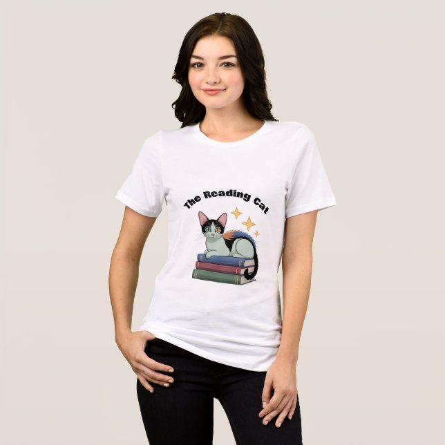 Camiseta feminina - O Gato Leitor (Frente Completa)