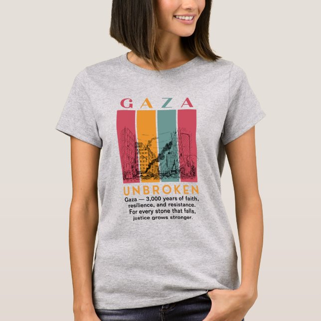 Camiseta Feminina Palestina Livre – Gaza 3.000 Ano (Frente)