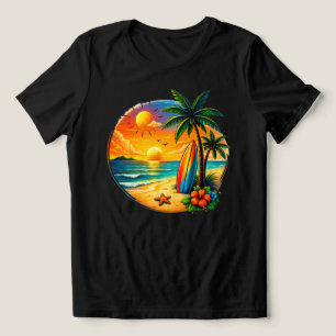 Camiseta Feminina Paraíso de Surf Tropical Pôr do