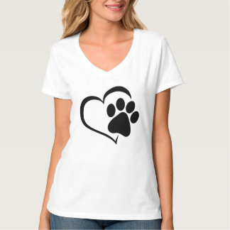 Camiseta Feminina Pegada de Pata com Coração – Amo