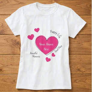 Camiseta Feminina Personalizada com Coração Rosa