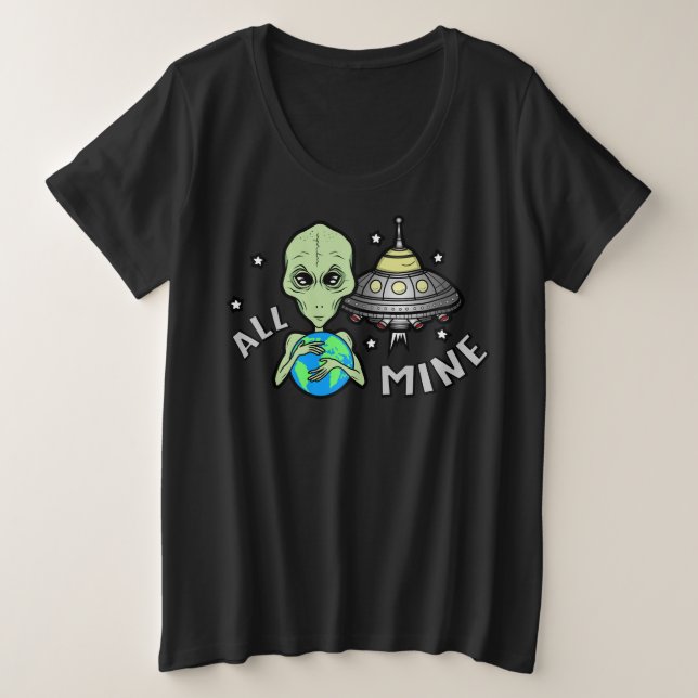 Camiseta Feminina Plus Size Alien All Mine (Frente do Design)